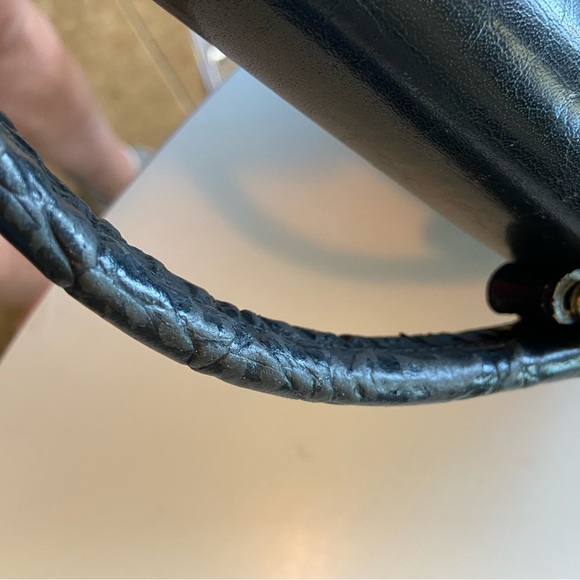 Vintage High End BELLE ROSE Black Leather Briefcase Attaché Purse Hand Bag RARE - Picture 12 of 16